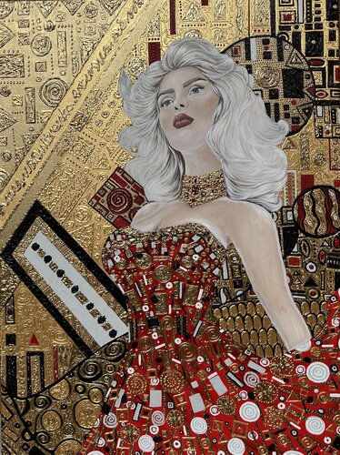 ALLURING TANGO OF THOUGHT ( Selfportrait in Gustav Klimt style) di Elena Dmitrenko, Pittura in vendita su Singulart