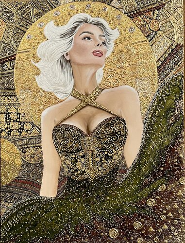In My Golden Dreams (Selfportrait in Gustav Klimt style) di Elena Dmitrenko, Pittura in vendita su Singulart