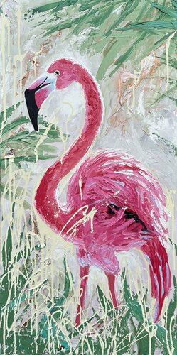 Tropical island. Flamingo di Elena Dmitrenko, Pittura in vendita su Singulart