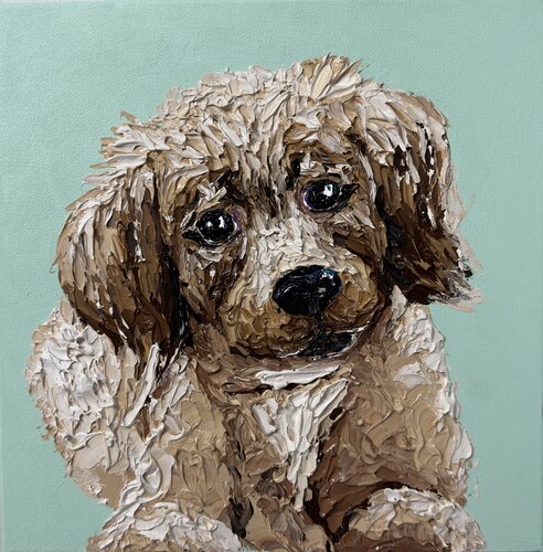 Golden Retriever Puppy par Elena Dmitrenko, Peinture en vente sur Singulart