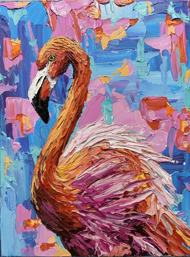 Orange Flamingo par Elena Dmitrenko, Peinture en vente sur Singulart
