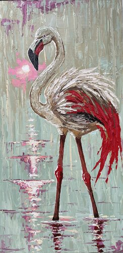 Green Flamingo von Elena Dmitrenko, Malerei kaufen auf Singulart