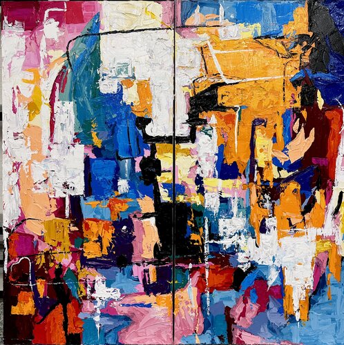 Vibrant Reverie ( diptych) van Elena Dmitrenko, Schilderij te koop op Singulart