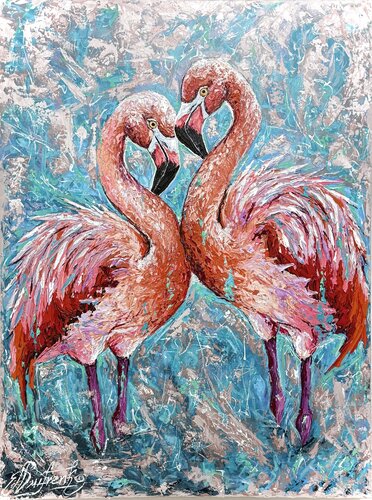 Two in Love (Flamingo’s) di Elena Dmitrenko, Pittura in vendita su Singulart