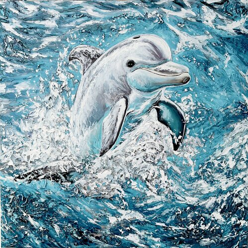 Ocean Whisper ( Dolphin) di Elena Dmitrenko, Pittura in vendita su Singulart