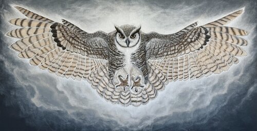 Horned Owl par Elena Dmitrenko, Peinture en vente sur Singulart