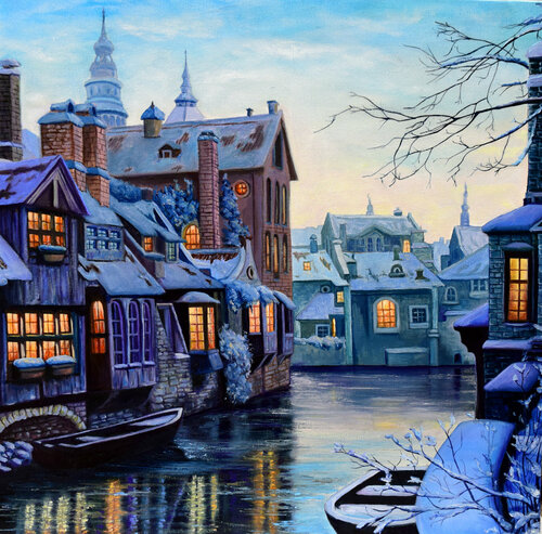 Brugge/ Belgium van Elena Dmitrenko, Schilderij te koop op Singulart