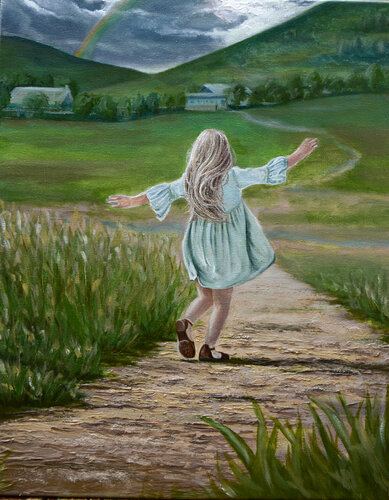 Running to the time of joy van Elena Dmitrenko, Schilderij te koop op Singulart