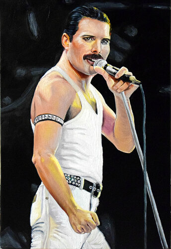 Freddie Mercury portrait di Elena Dmitrenko, Pittura in vendita su Singulart