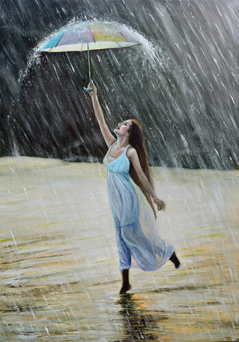 Dancing in the rain van Elena Dmitrenko, Schilderij te koop op Singulart