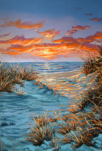 Fresh morning sunset van Elena Dmitrenko, Schilderij te koop op Singulart