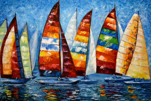 Bright mood , boat di Elena Dmitrenko, Pittura in vendita su Singulart