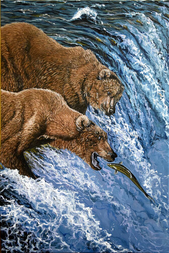 Hunting bear's van Elena Dmitrenko, Schilderij te koop op Singulart