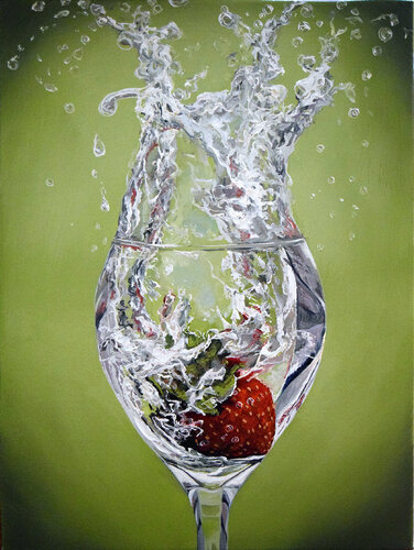 Strawberry in a glass van Elena Dmitrenko, Schilderij te koop op Singulart