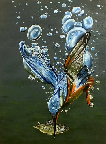 Kingfisher #3 di Elena Dmitrenko, Pittura in vendita su Singulart