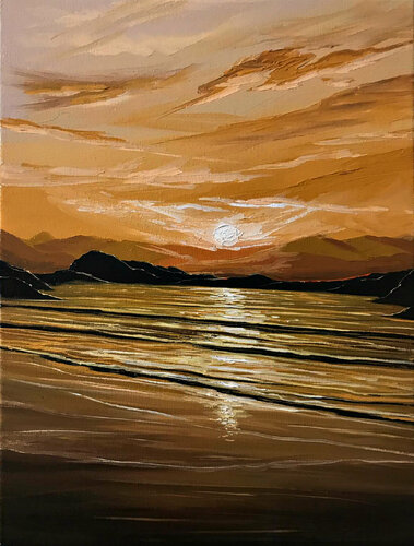 Golden sunset di Elena Dmitrenko, Pittura in vendita su Singulart