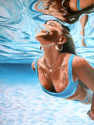 Swimming in blue 2 di Elena Dmitrenko, Pittura in vendita su Singulart