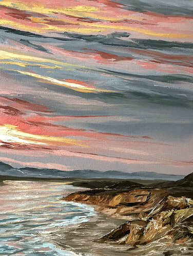 Early morning sunset di Elena Dmitrenko, Pittura in vendita su Singulart