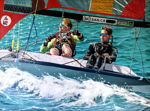 Atlee & Chris - commission portrait di Elena Dmitrenko, Pittura in vendita su Singulart