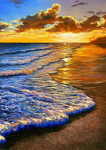 Bright sunset 2 par Elena Dmitrenko, Peinture en vente sur Singulart