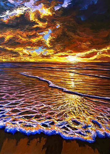Bright sunset 3 di Elena Dmitrenko, Pittura in vendita su Singulart