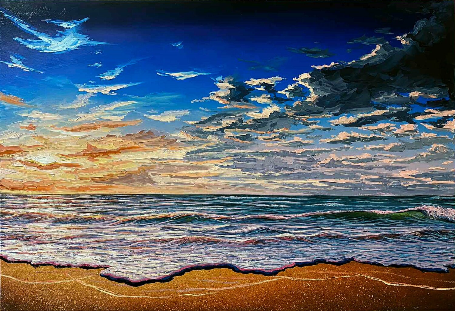 Morning on the sea. Sunrise Elena Dmitrenko Originalgemälde zu verkaufen