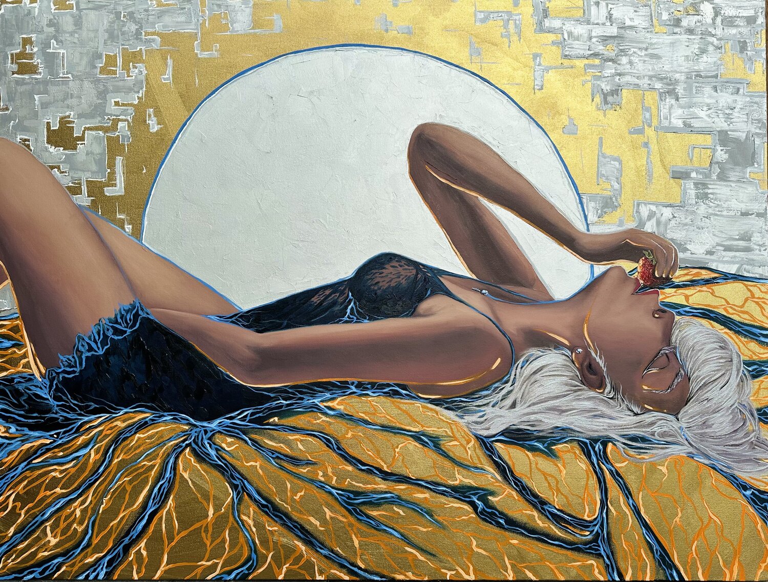 Desire ( female , sexy , erotic, interior) by Elena Dmitrenko (2023) :  Painting Oil on Canvas - SINGULART