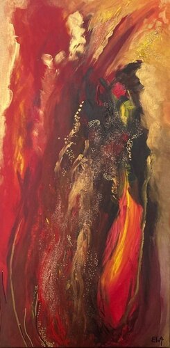 Feu - toile unique numérotée 3/4 - série Eléments van Elodie Adam, Schilderij te koop op Singulart