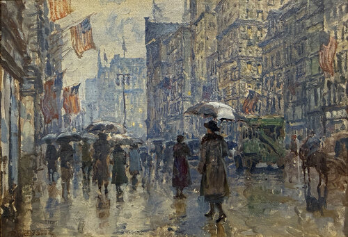 43rd Street and 7th Ave, New York di Anna Richards Brewster, Pittura in vendita su Singulart