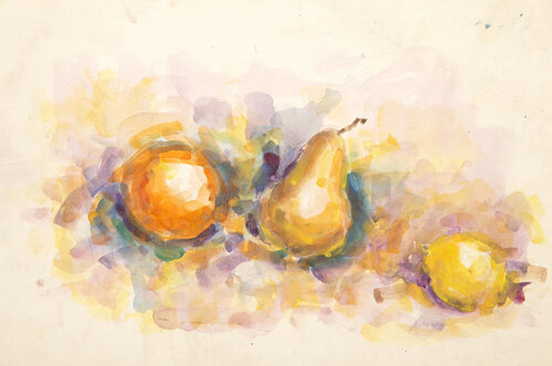 Orange, Pear and Lemon by John Urbain, 종이 for Sale on Singulart