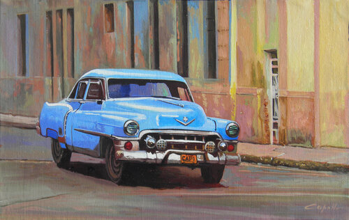 Cuban car azzurra di Francesco Capello, Pittura in vendita su Singulart