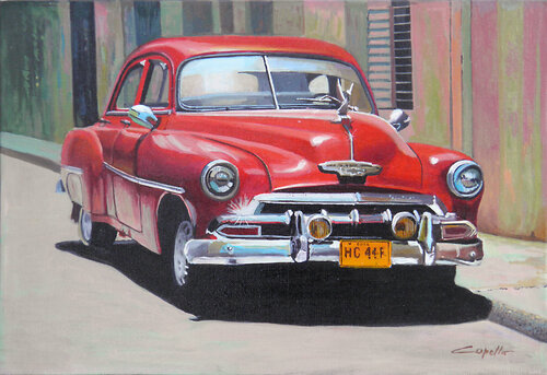 Cuban car rossa van Francesco Capello, Schilderij te koop op Singulart