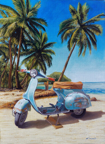 Vespa al mare. von Francesco Capello, Malerei kaufen auf Singulart