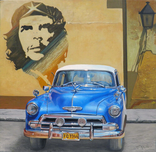 Cuban car blu di Francesco Capello, Pittura in vendita su Singulart
