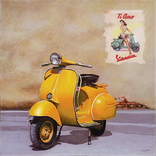 VESPA GIALLA van Francesco Capello, Schilderij te koop op Singulart