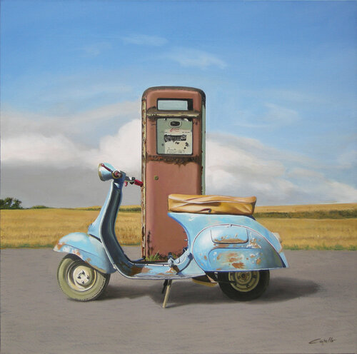Vespa azzurra Francesco Capello