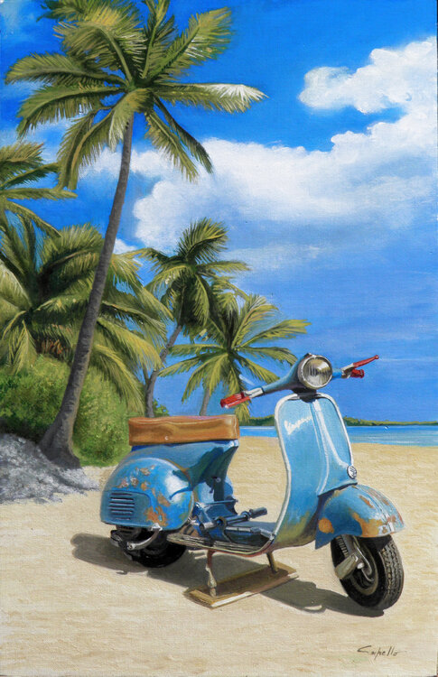 Vespa in spiaggia Francesco Capello