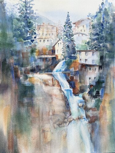 The waterfall in Bad Gastein von Tania Aleksandrova, Malerei kaufen auf Singulart