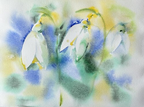 Weiße Blumen van Tania Aleksandrova, Schilderij te koop op Singulart