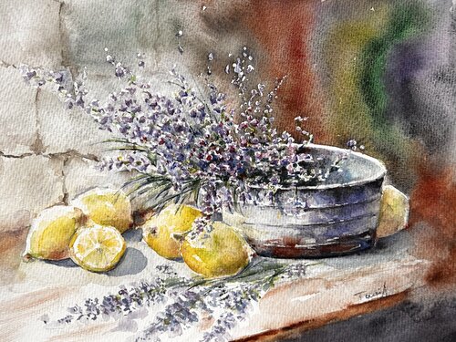 Vergessene Zitronen – Warm Still Life for Modern Interiors by Tania Aleksandrova, 油畫 for Sale on Singulart