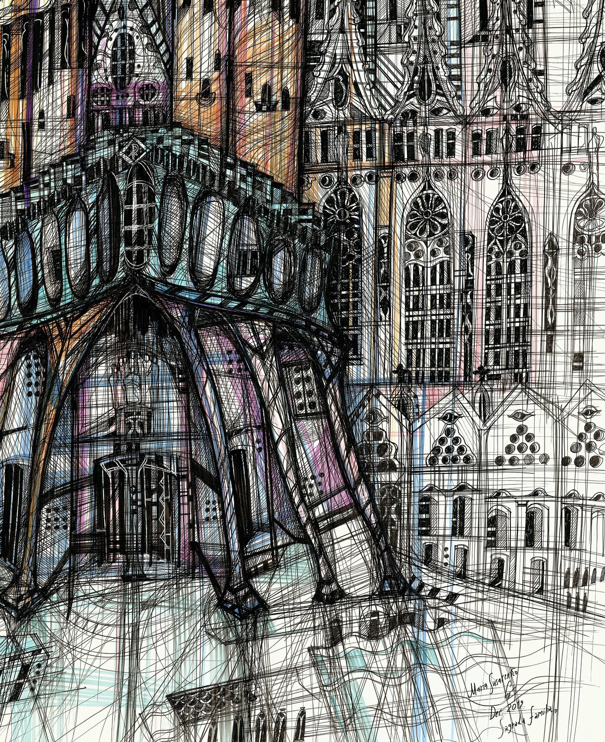 Sagrada Familia de Maria Susarenko (2019) Autres supports Crayon