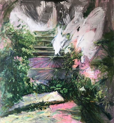 Stairs in garden par Valeriya Tarasenko, Peinture en vente sur Singulart