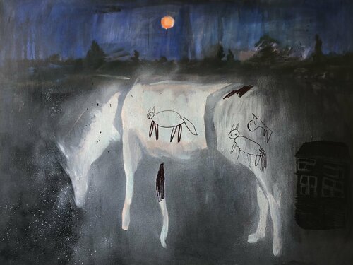 Night horse by Valeriya Tarasenko, Painting for Sale on Singulart
