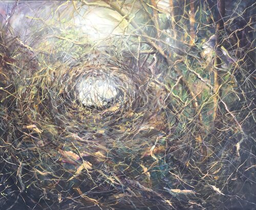 Octopus in the forest de Valeriya Tarasenko, Pintura a la venta en Singulart