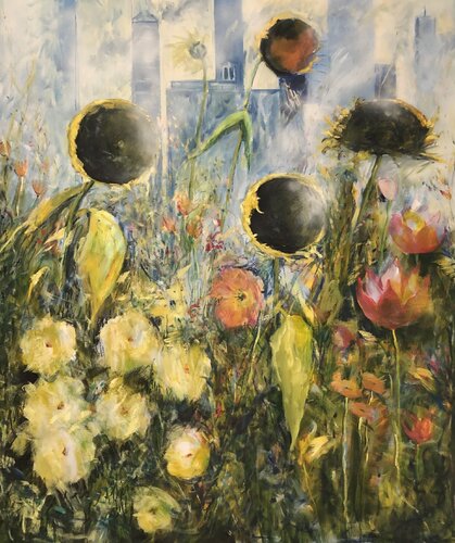 Garden in Chicago roof di Valeriya Tarasenko, Pittura in vendita su Singulart
