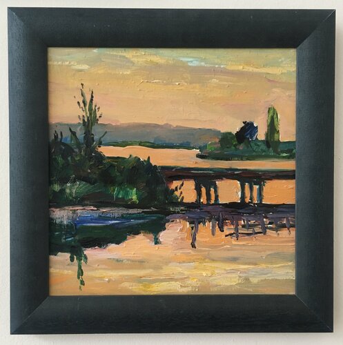 Bridge in evening van Valeriya Tarasenko, Schilderij te koop op Singulart
