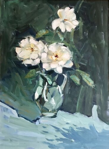 White roses de Valeriya Tarasenko, Pintura a la venta en Singulart