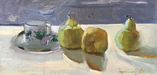Still life with pear de Valeriya Tarasenko, Pintura a la venta en Singulart