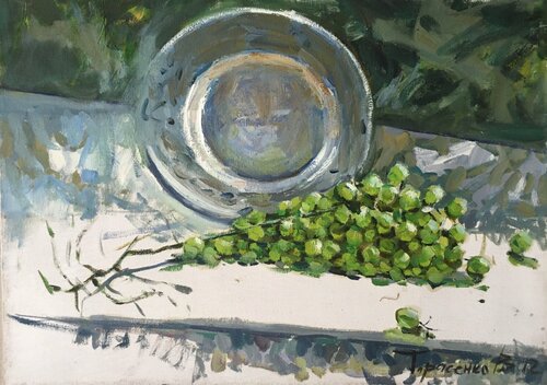 Still life with grapes de Valeriya Tarasenko, Pintura a la venta en Singulart