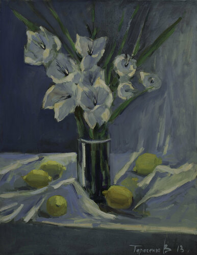 Lemons and Irises de Valeriya Tarasenko, Pintura a la venta en Singulart